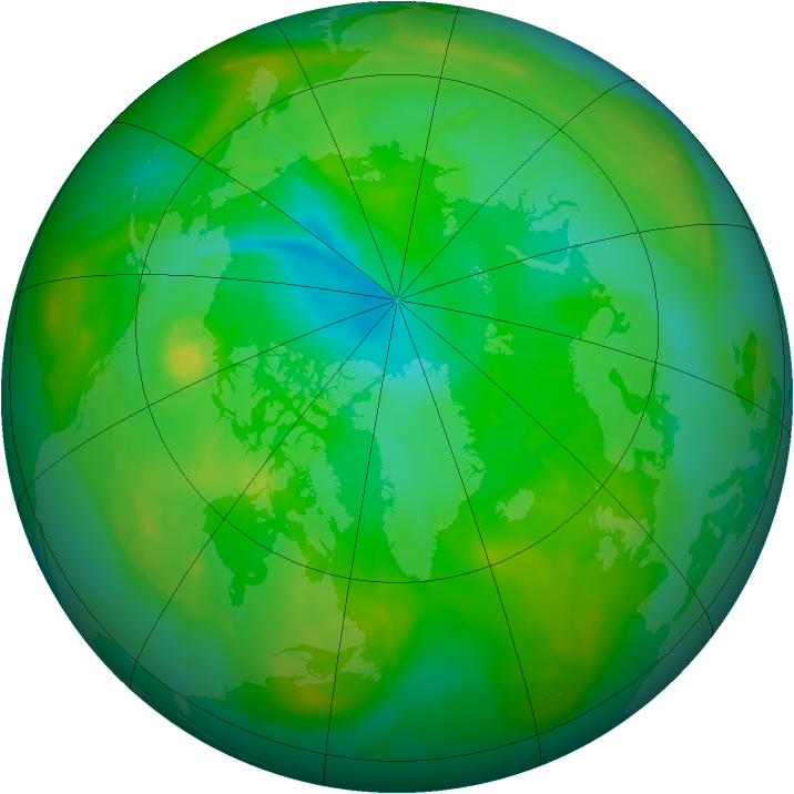 Arctic ozone map for 15 July 2009